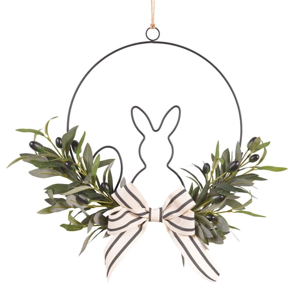 C Diy Easter Wreath Form Iron Ring Rabbit Shape 30Cm For Spring Door Hanger Metal Frame For Crafting With Artificial Greenery Flowers Seasonal Home Decor