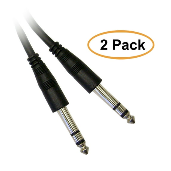 C&E 1/4 Inch Stereo Audio Patch Cable, 1/4 Male, 10 Feet, 2 Pack