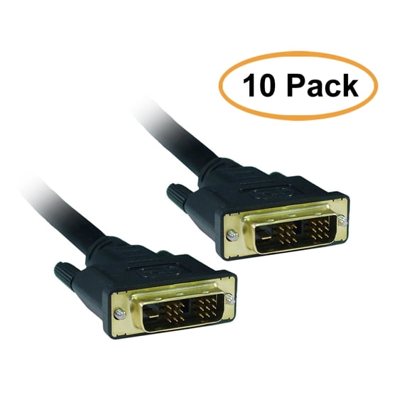 C&E DVI-D Single Link Cable, DVI-D Male, 1 Meter (3.3 Foot), 10 Pack