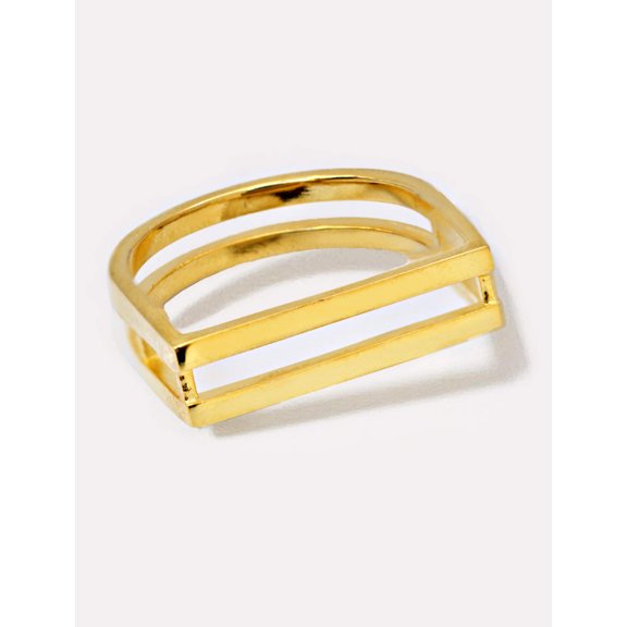 C.E.O. THICK GEOMETRIC RING IN 18K GOLD OVER STERLING SILVER
