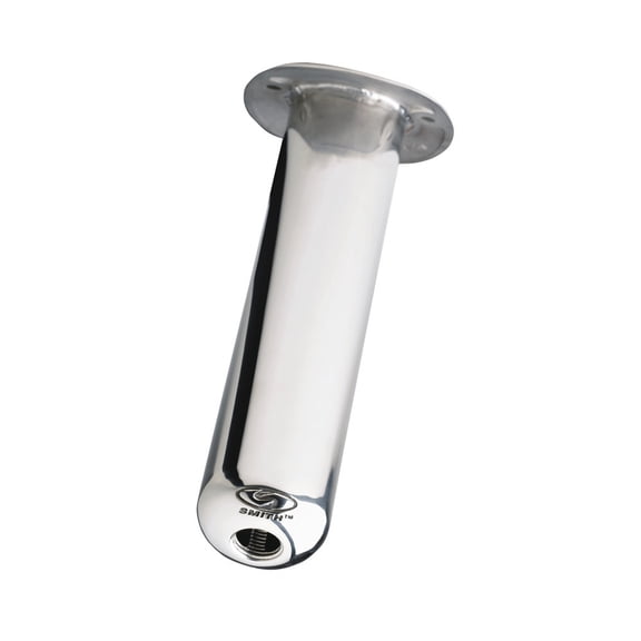 15" Silver and White CE Smith Stainless Steel Flush Mount Rod Holder 10.5-Inch Dep 0 Deg