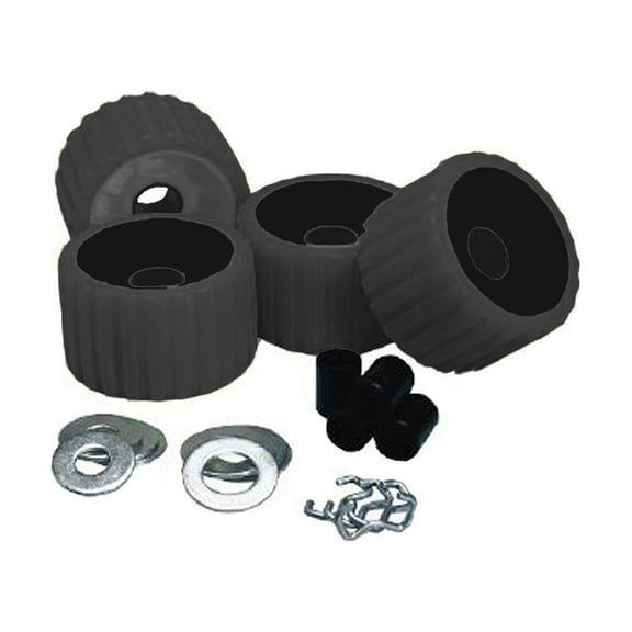 C.E. Smith Ribbed Roller Replacement Kit - 4 Pack - Black | Bundle of 2