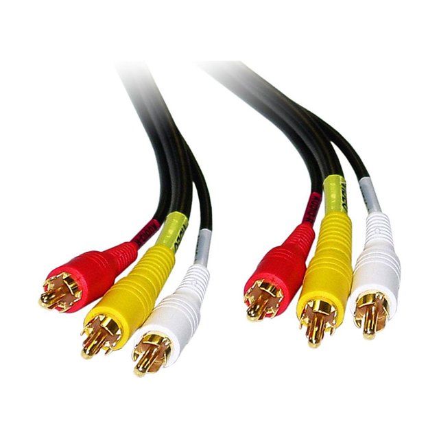 C&E Stereo/VCR RCA Cable, 2 RCA (Audio) + RCA RG59 Video, Goldplated