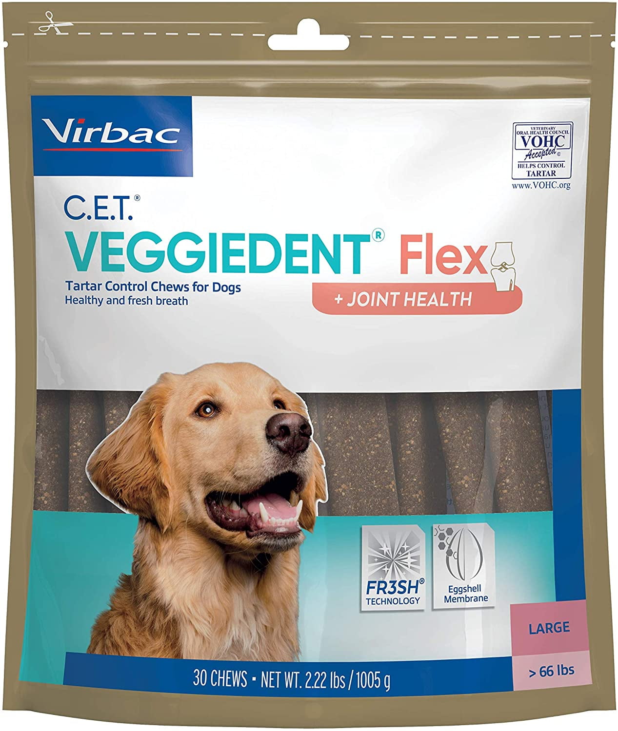 C.E.T. VEGGIEDENT Flex Tartar Control Chews for Dogs