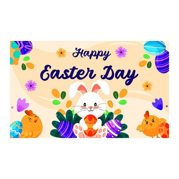 C Easter Banner Decorative Photo Background Polyester Fabric Reusable Wrinkle Resistant Lightweight Easy To Hang For Outdoor Party Supplies Style C
