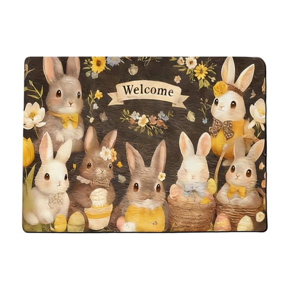 C Spring Easter Theme Non Slip Door Mat For Entryway Kitchen Laundry Room Indoor Absorbent Polyester Carpet 16 X 24 Inch