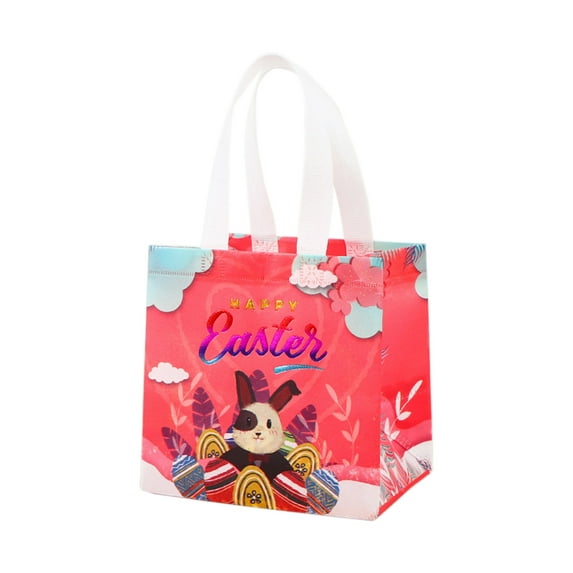 C Easter Non Woven Reusable Shopping Gift Bag With 3D Cutting And Reinforced Handle For Party Gifting And Holiday Decoration, 1Pc