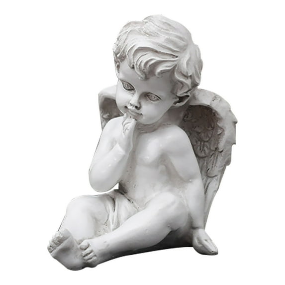 C European Vintage Resin Angel With Wings Garden Statue Hotel Church Decor Cherub Sculpture For Candlelight Dinner Wedding Home Decor 7.87 Inches