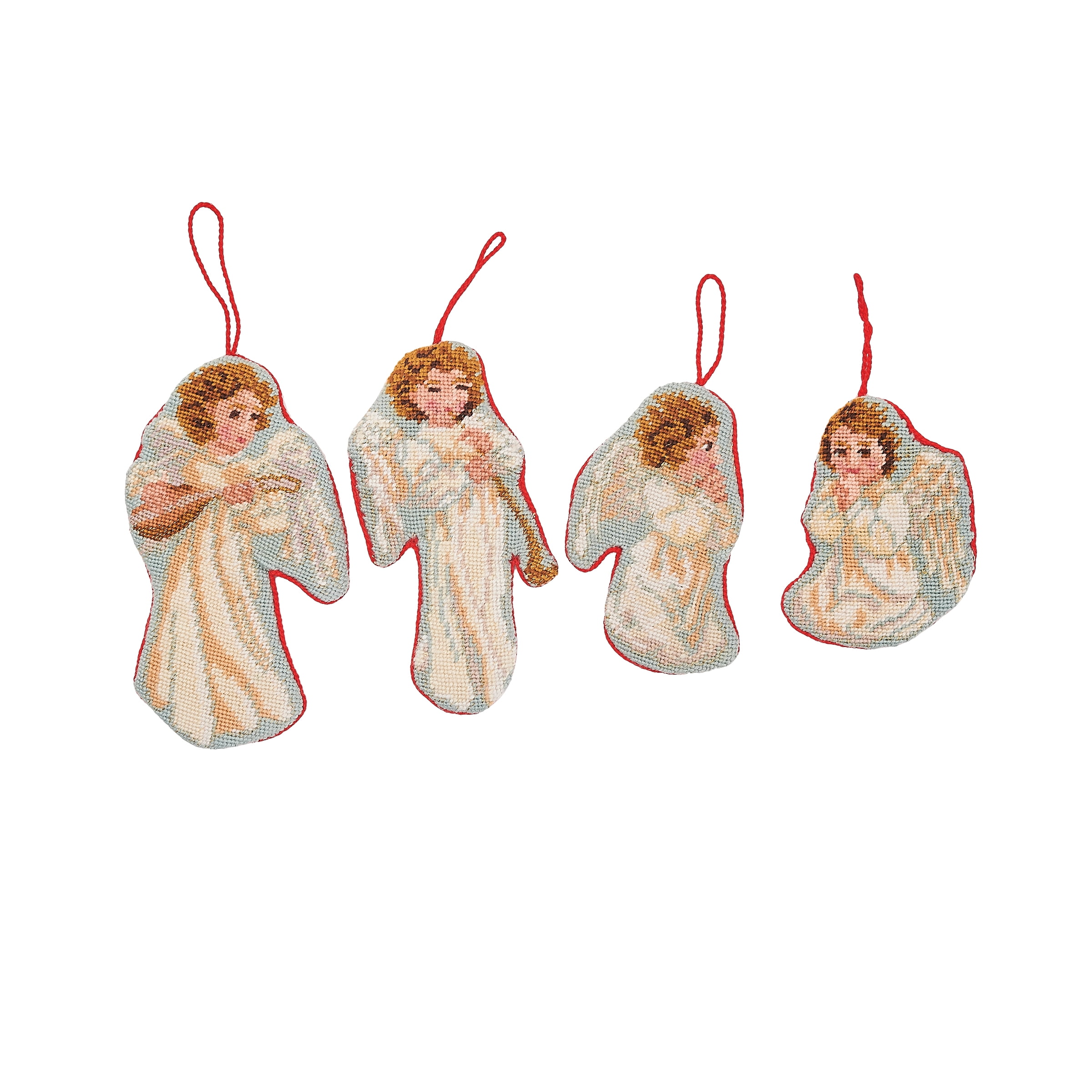 Angel Petit Point Mini Stocking Ornaments Set of 4