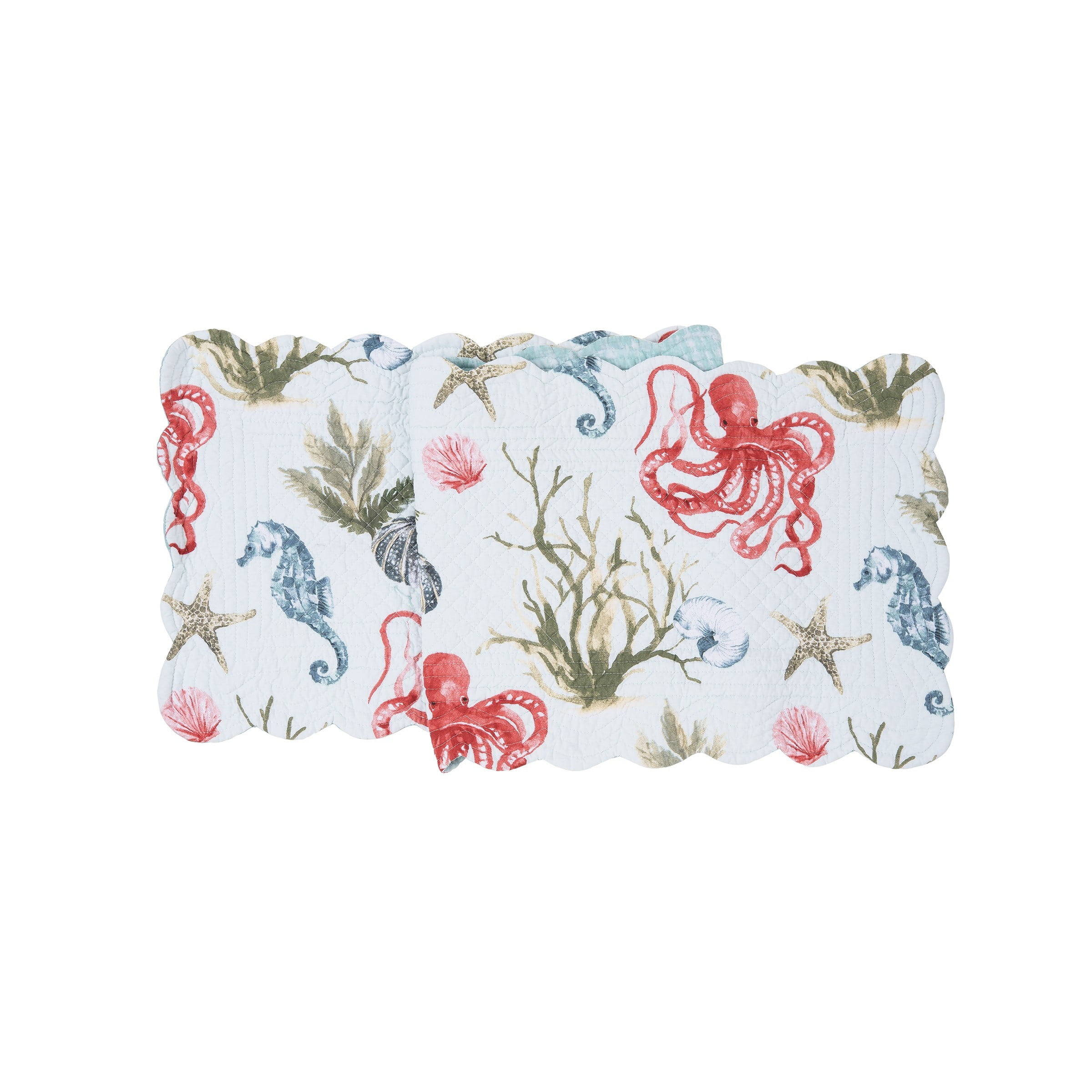 Behari Coastal Cotton Table Runner with Oceanic Motifs