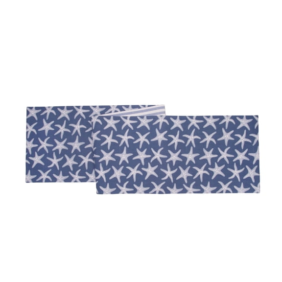 C&F Home Calming Seas Starfish Reversible Graphic Print Machine Washable Table Runner 14" x 72" 14" x 72" White