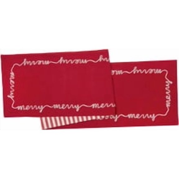 C&F Home Christmas Table Runner, Merry Cursive Script & Stripe (C842662664)