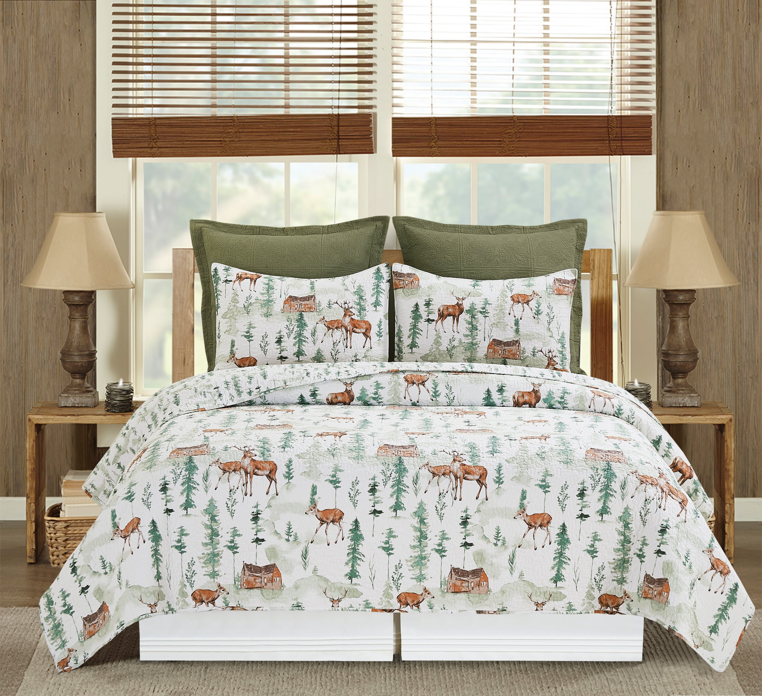 Christopher Forest White Cotton Reversible Full Quilt Set