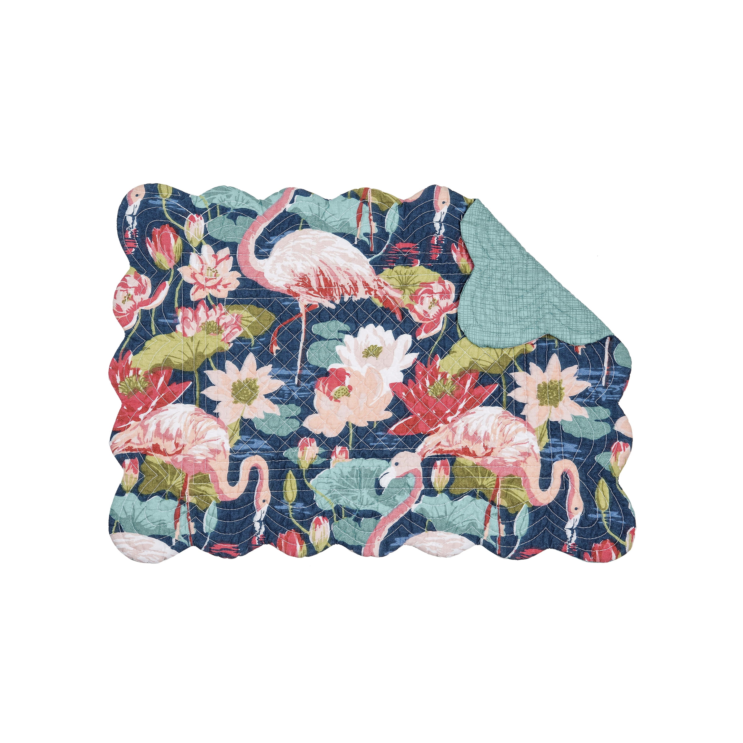 Tropical Flamingo and Floral Cotton Rectangle Placemats