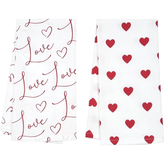 C&F Home Kitchen Towel, Love Heart, Set of 2 Red (C84265408S2)