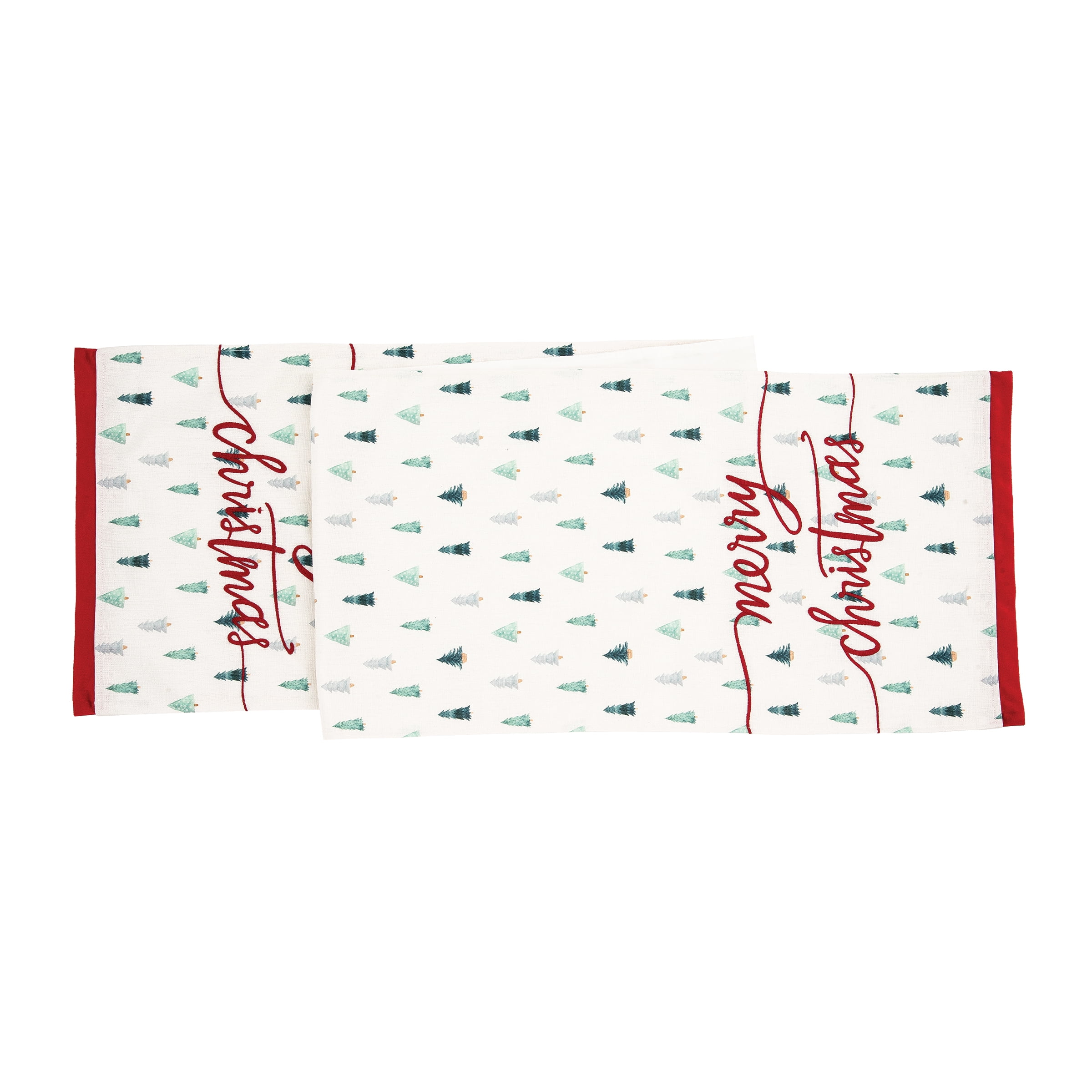 Merry Christmas Red and White Cotton Table Runner