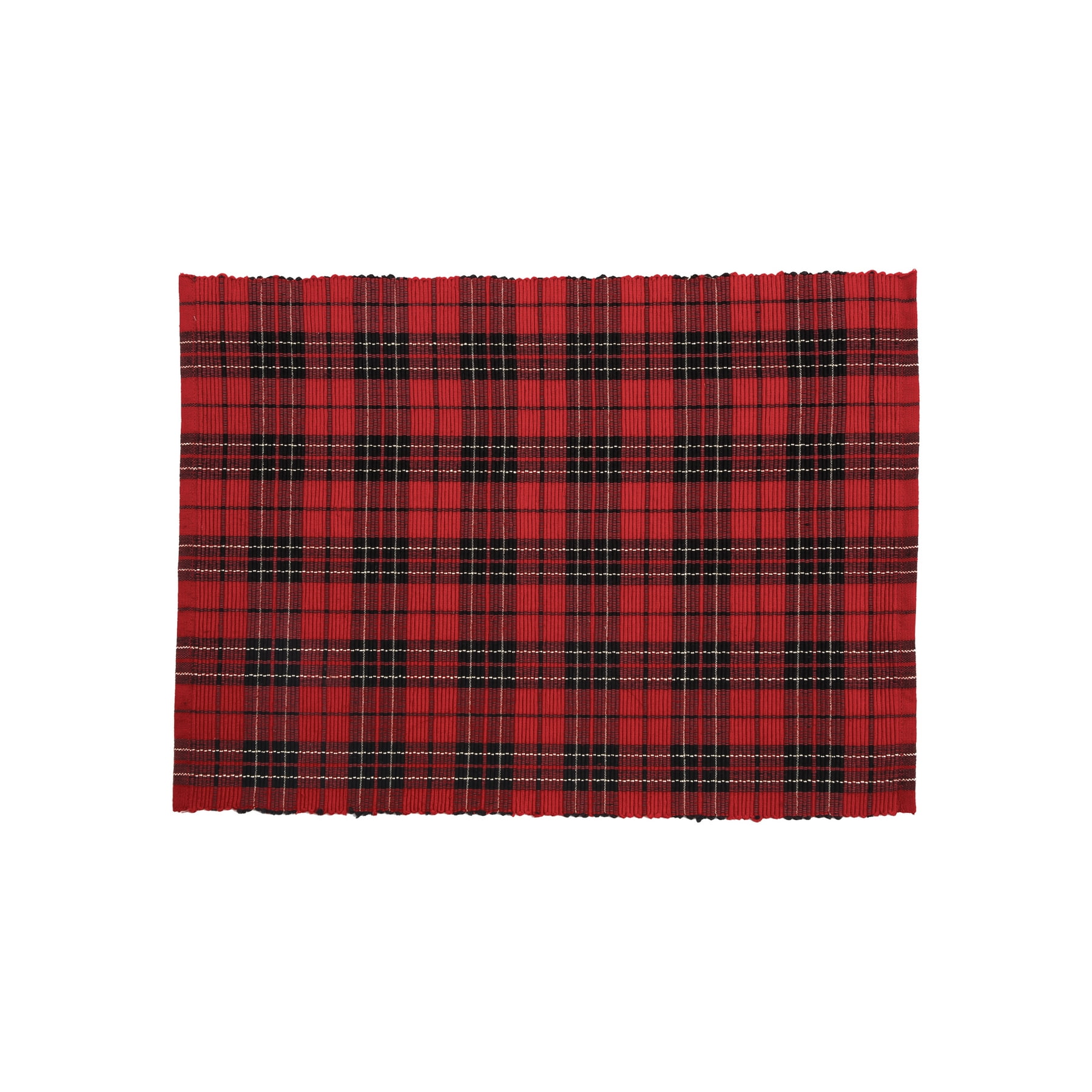 Red and Black Plaid Cotton Rectangular Holiday Placemats Set of 6