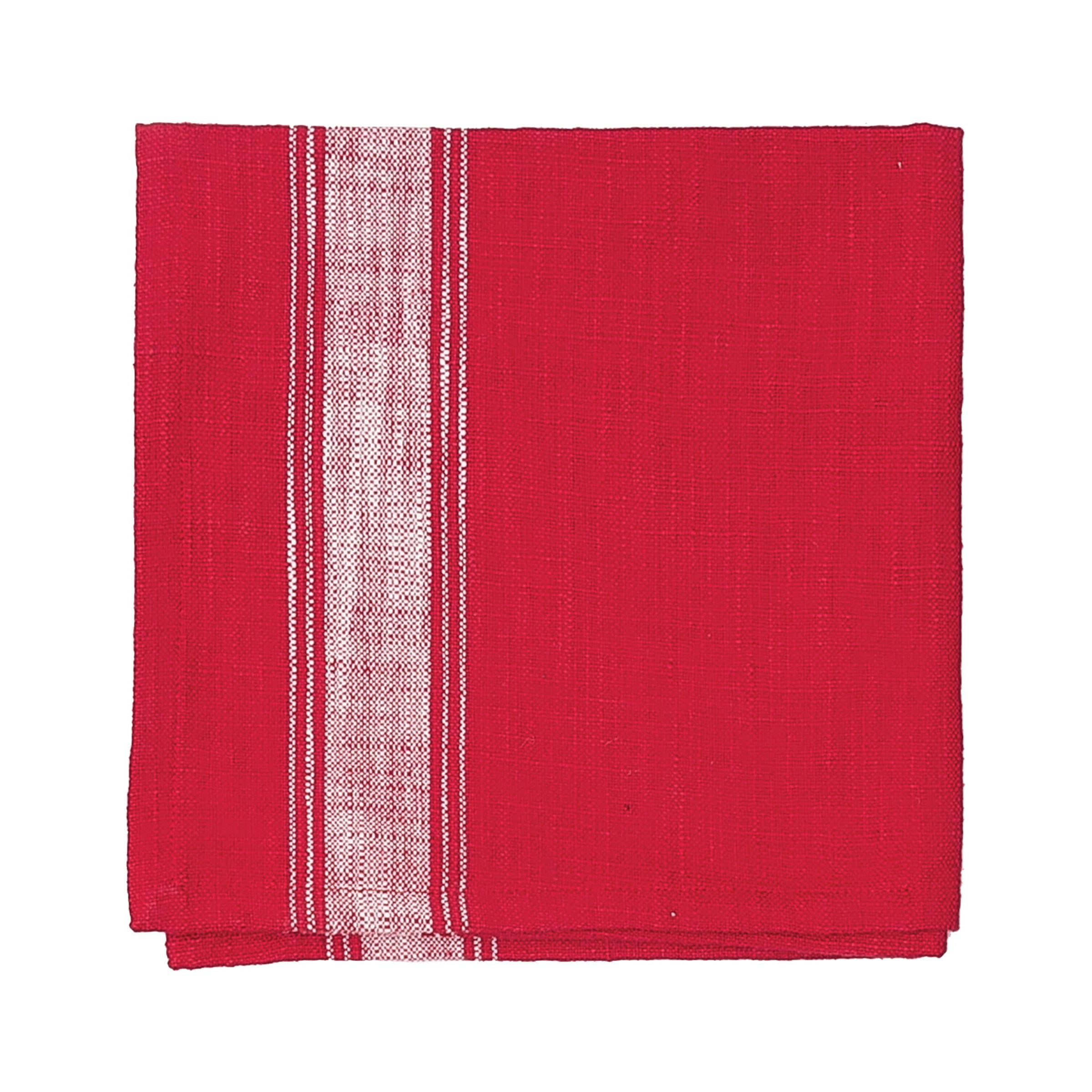 Rustic Red and White Cotton Striped Napkin Set of 6