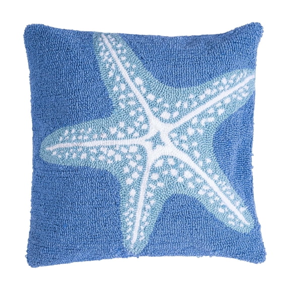 C&F Home Starfish Seas Hooked Throw Pillow 18" x 18" 18" x 18" Blue