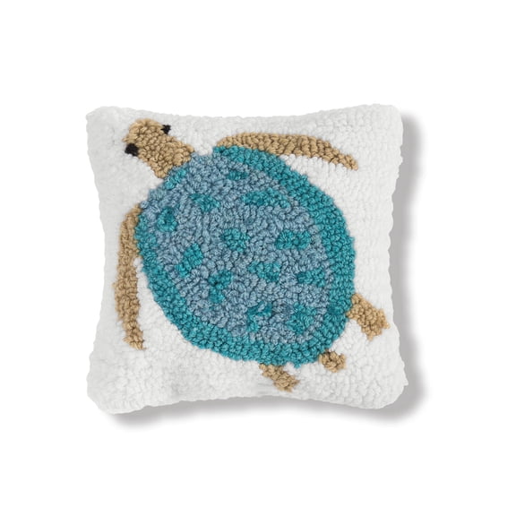 C&F Home Swimming Turtle Small Petite Mini Hooked Accent Pillow 8" x 8"
