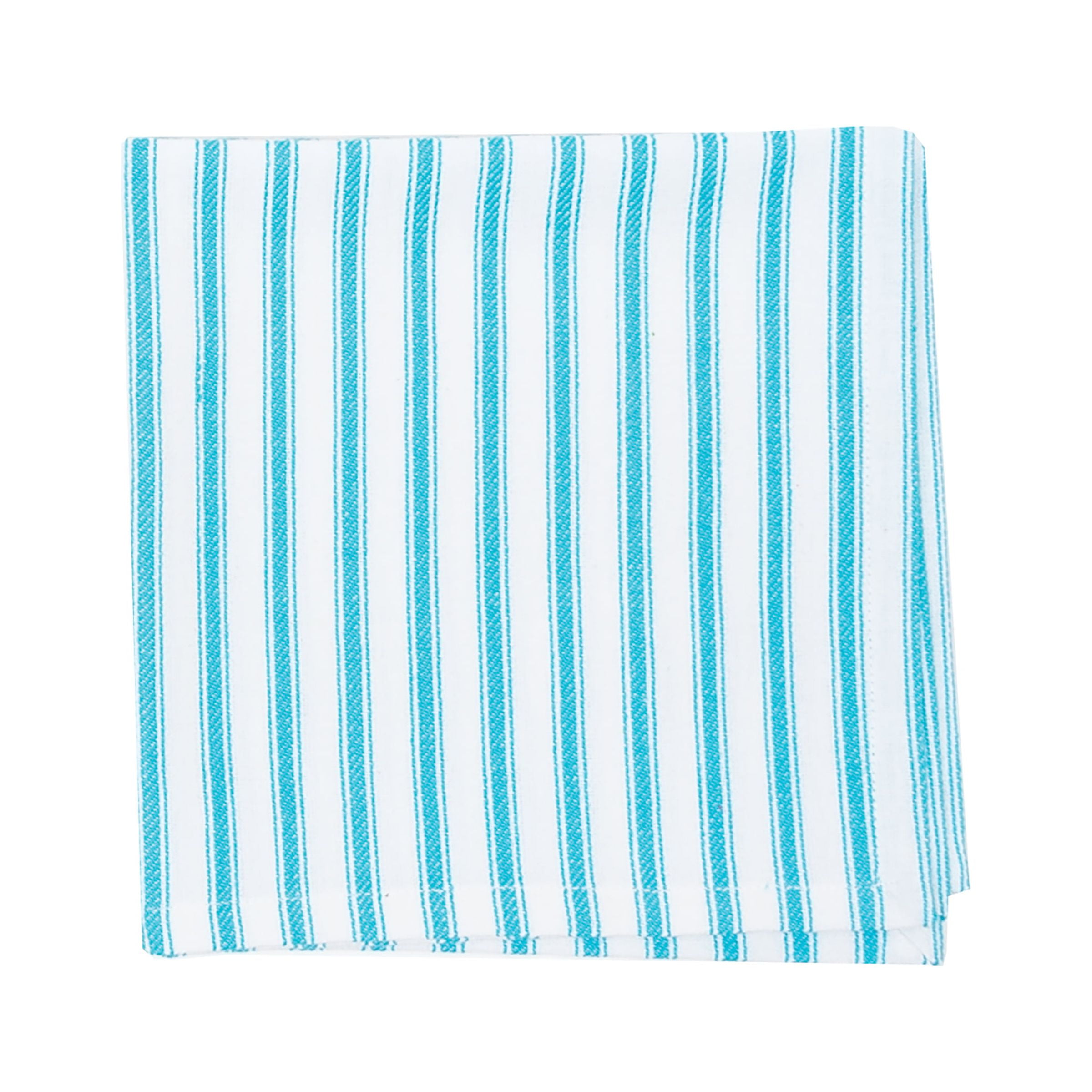 Turquoise and White Cotton Striped Square Napkin Set