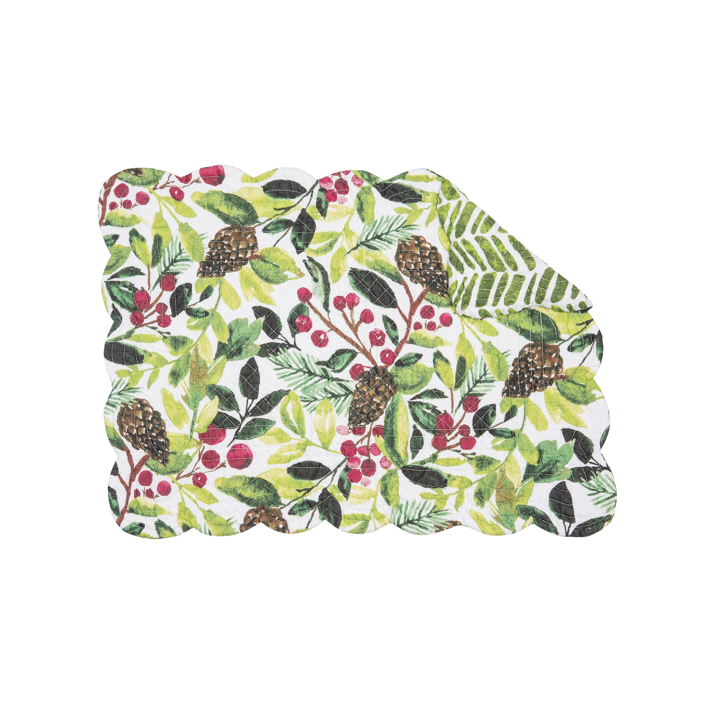 Tyson Pines Green Cotton Holiday Placemats Set of 6