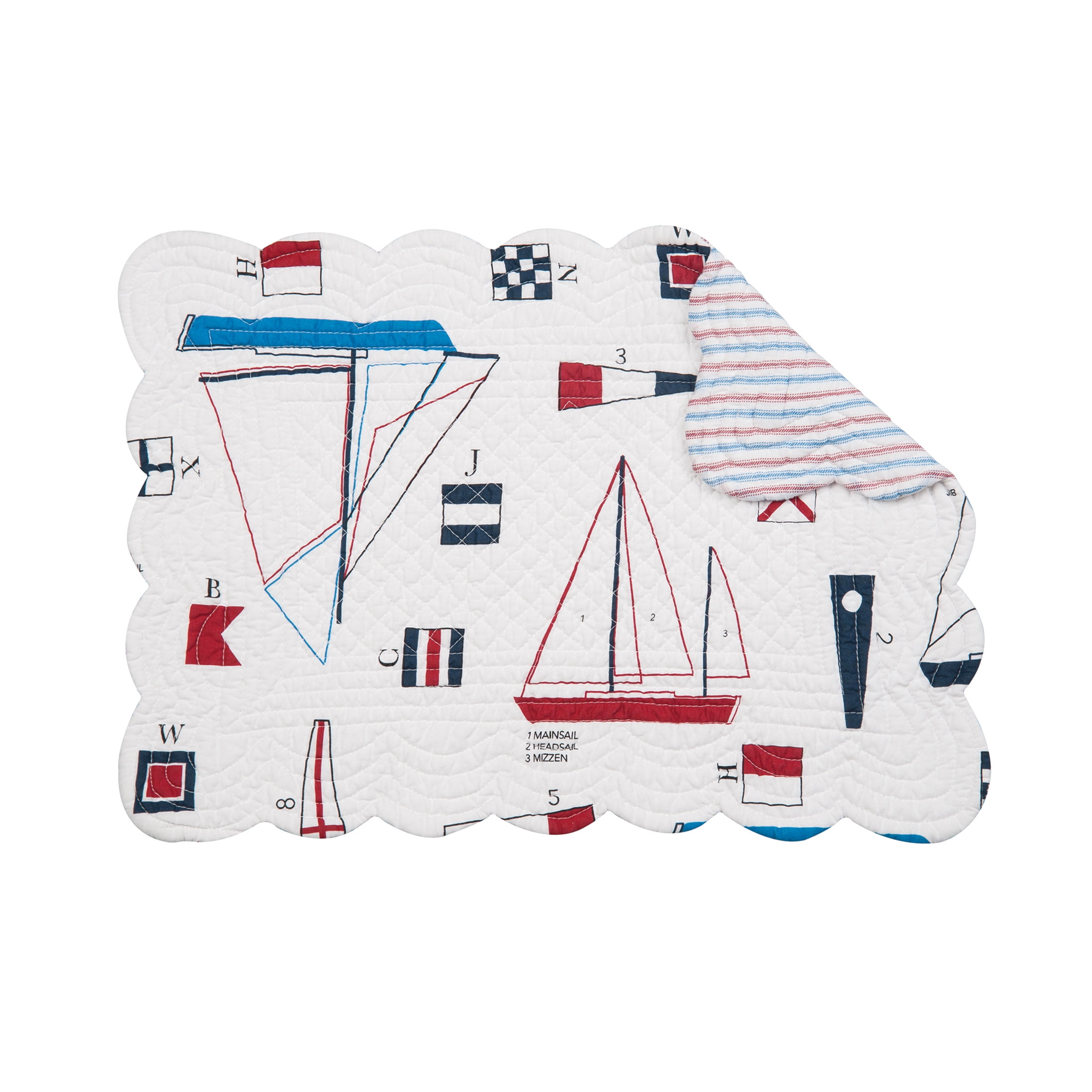 Windward Port Nautical Patriotic Cotton Quilted Reversible Placemats, 13" x 19", Set of 6