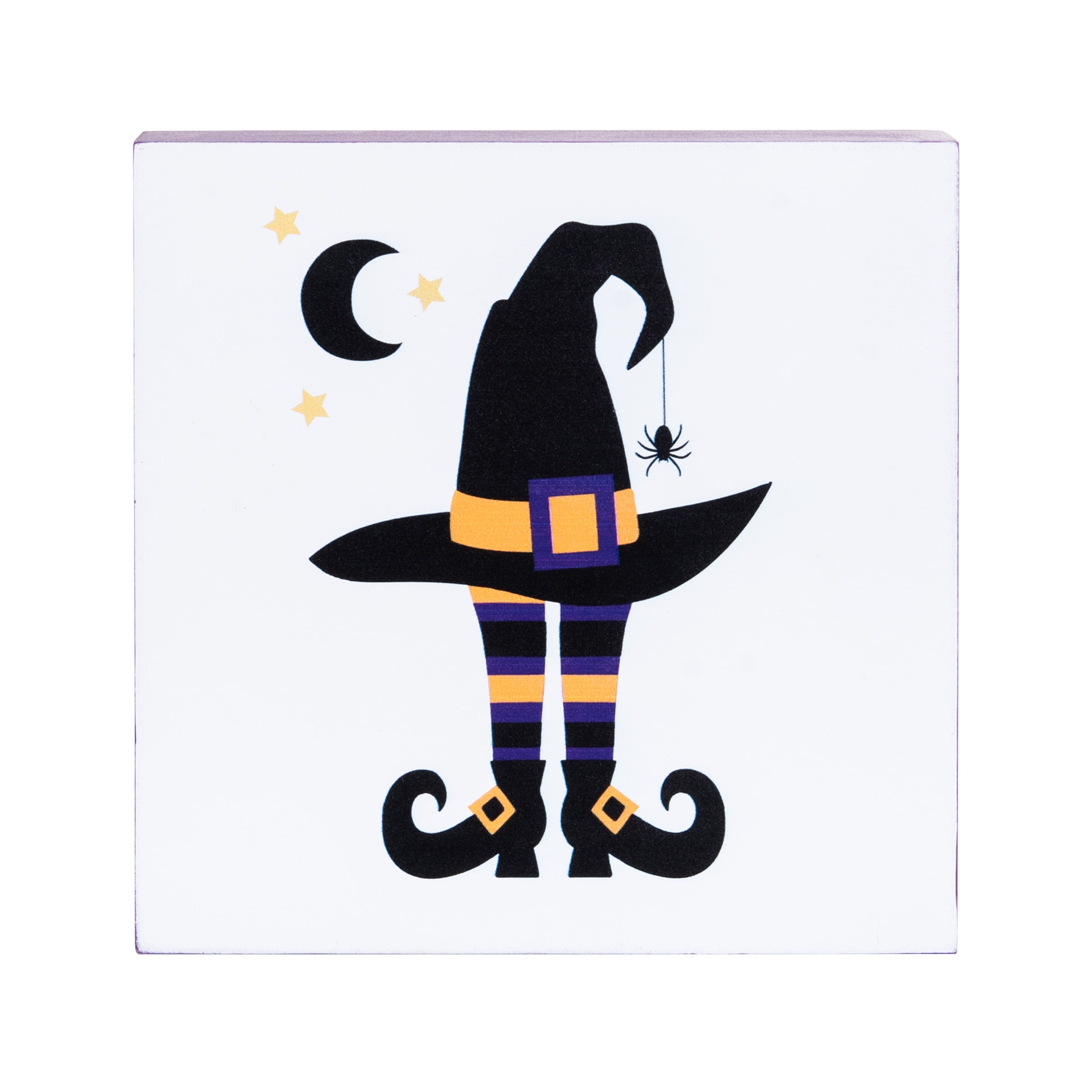5" Black and Purple Witch Hat Metal Fall Figurine