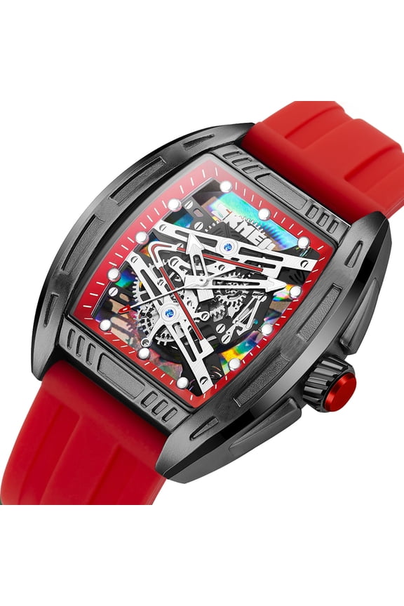 C Fashion Forward Skeleton Dial Waterproof Quartz Watch Style C, Showcases Visible Mechanics And Includes Practical Luminous Features For Use