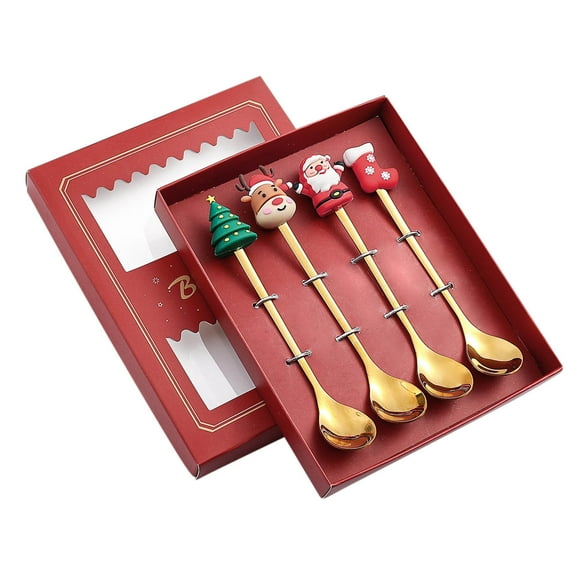 C Festive Spoon And Fork Set With Christmas Pendant For Tableware And Gifting