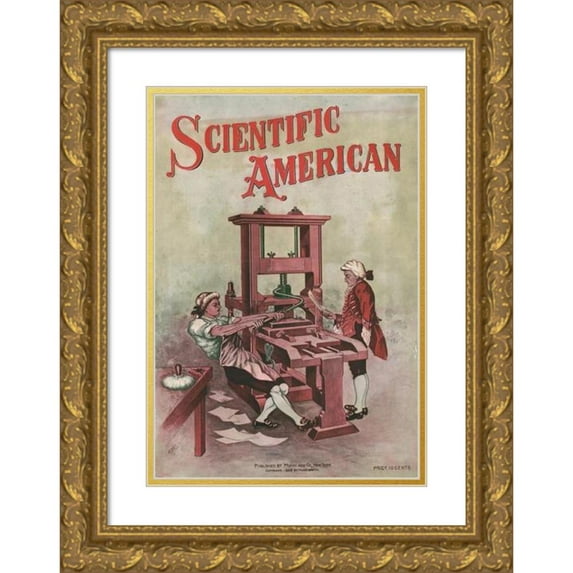 C. Figaro 11x14 Gold Ornate Wood Frame and Double Matted Museum Art Print Titled - Scientific American (1903)