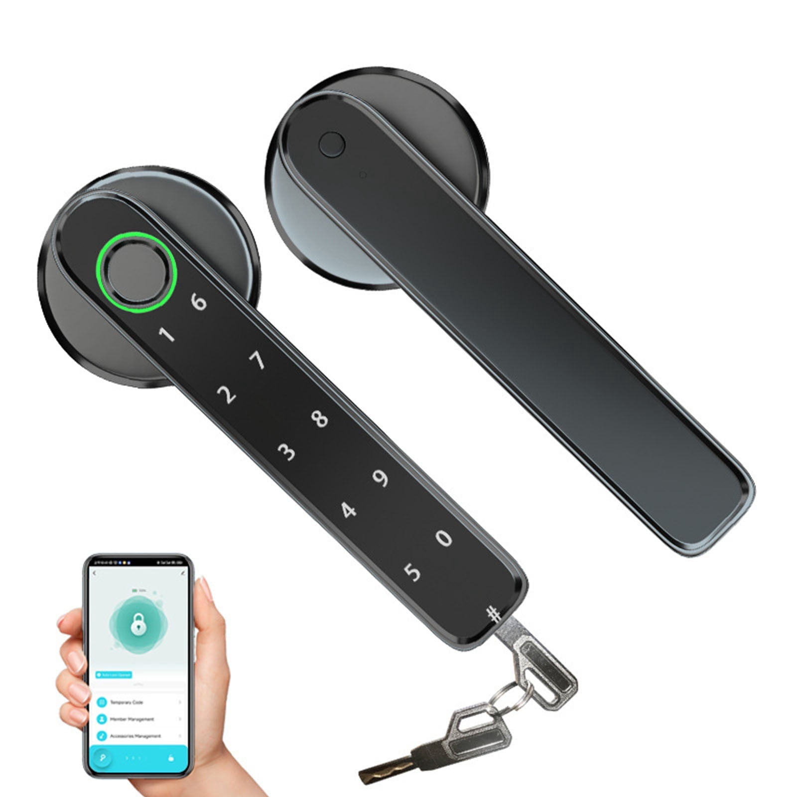 C Fingerprint Door Lock For Wooden Home Keyless Entry Handle Smart Lock ...