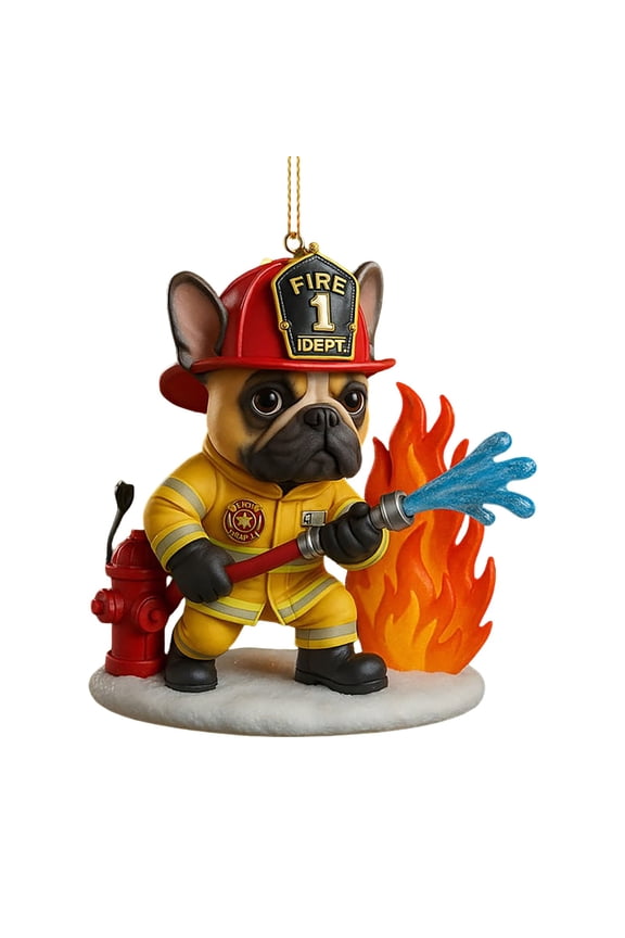 C Firefighter Ornament 2025 Collection Hanging Decoration Car Rearview Mirror Backpack Keychain Gift For Firefighter Fans Holiday Decor Patriotic Emblem Durable Ornament Set