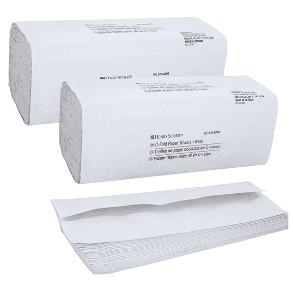 C Fold Paper Towels (570-0704) with Fast-Drying Absorbency Pockets, 200 C Fold Towels/Pack, White - 2 Packs (400 PCs)