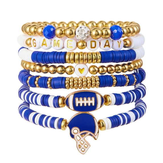 Game Day Bracelets For Women Men Stackable Sports Charmss Bracelet Bangles Football Sport Fan Bracelet Football Mom Accessories Jewelry Gifts Boho Summer Beach