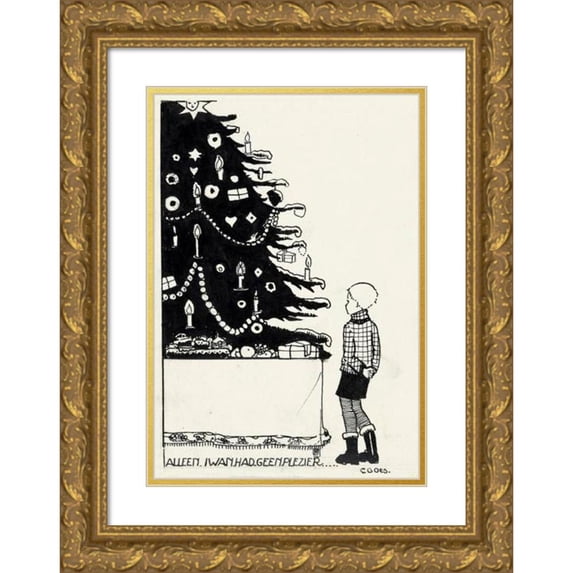 C. Goes 11x14 Gold Ornate Wood Frame and Double Matted Museum Art Print Titled - Iwan at a Christmas Tree (1929)