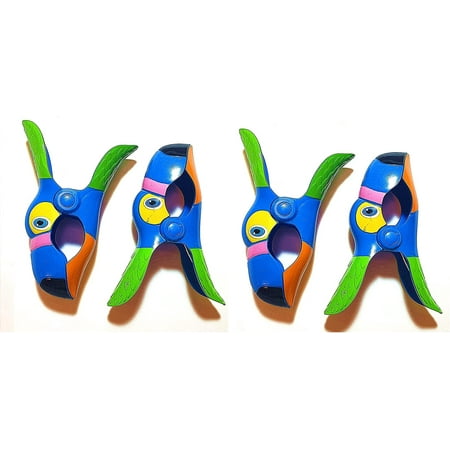 C&H Beach Towel Clips, Beach Towel Holders, Clips, Beach, Patio or Pool Accessories, Portable Towel Clips, Chip Clips, Secure Clips, Toucan Style ( 2 Set Per Order )