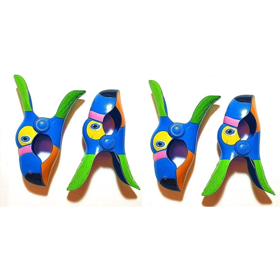 C&H Beach Towel Clips, Beach Towel Holders, Clips, Beach, Patio or Pool Accessories, Portable Towel Clips, Chip Clips, Secure Clips, Toucan Style ( 2 Set Per Order )