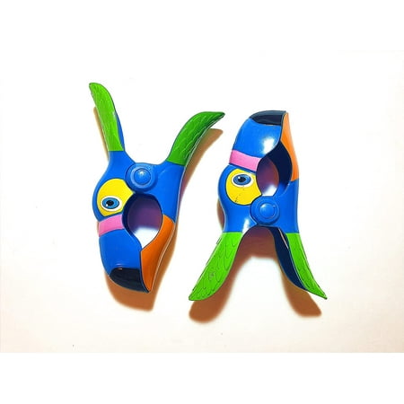 C&H Beach Towel Clips, Beach Towel Holders, Clips, Beach, Patio or Pool Accessories, Portable Towel Clips, Chip Clips, Secure Clips, Toucan Style