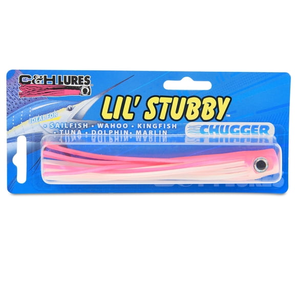 C&H Lures Lil Stubby Chugger Lure, Pink/White, 5.5 in
