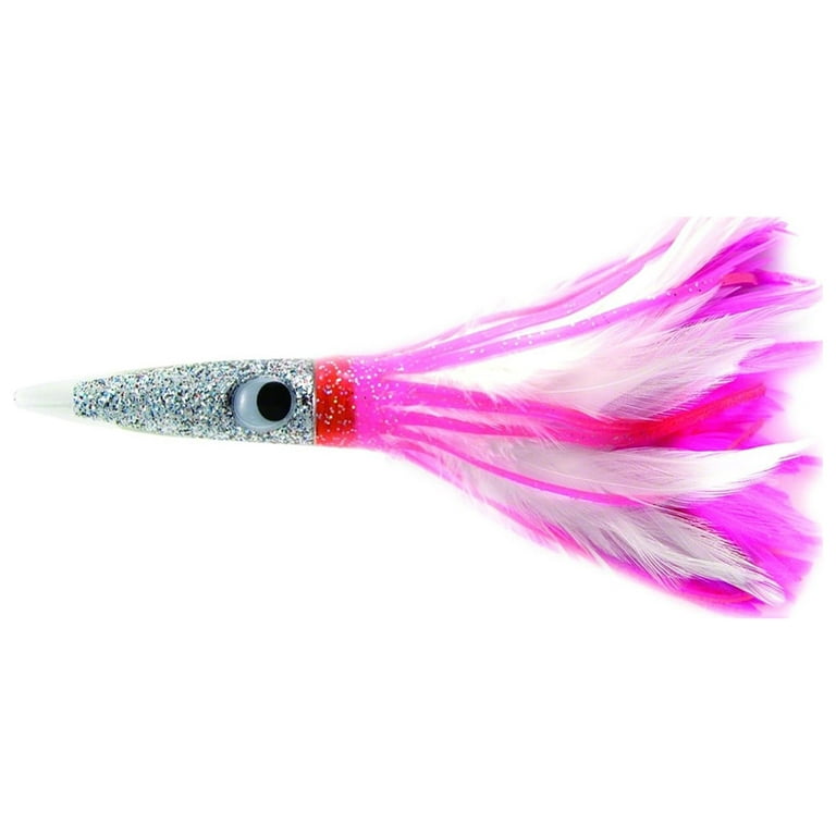 C&H CH-WF13 Wahoo Whacker Feather Trolling Lure Pink And White Feather 