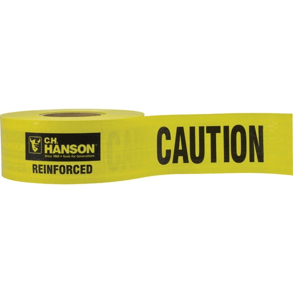 C.H. Hanson Caution Barricade Tape Reinforced - 5 Mil - 500 Ft, Yellow, Single Pack — Residential Use, Standard Application