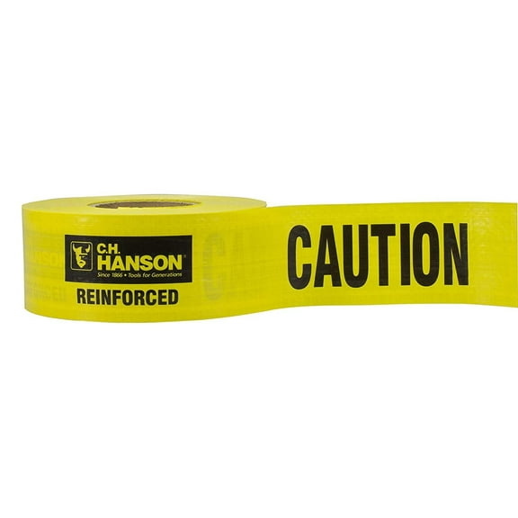 C.H. Hanson Caution Barricade Tape Reinforced - 5 Mil - 500 Ft, Yellow, Single Pack