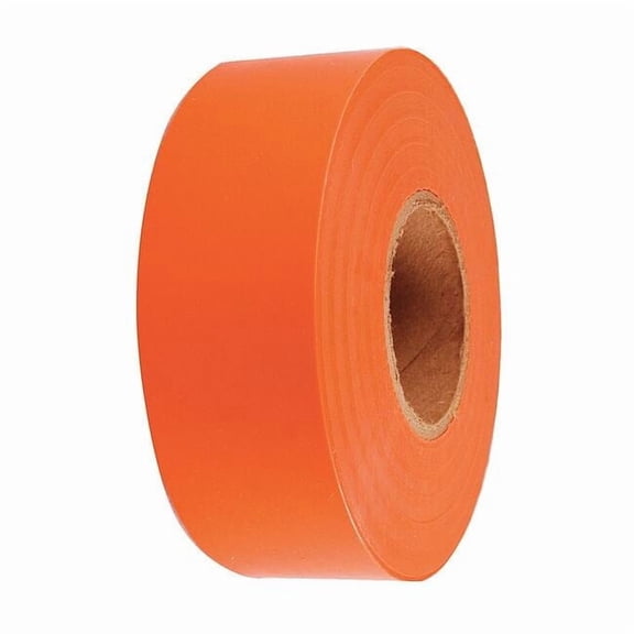 Flagging Tape, Orange, Polyethylene, 1 3/16 in Roll Width, 300 ft Long, 2 mil Thick, UV Resistant