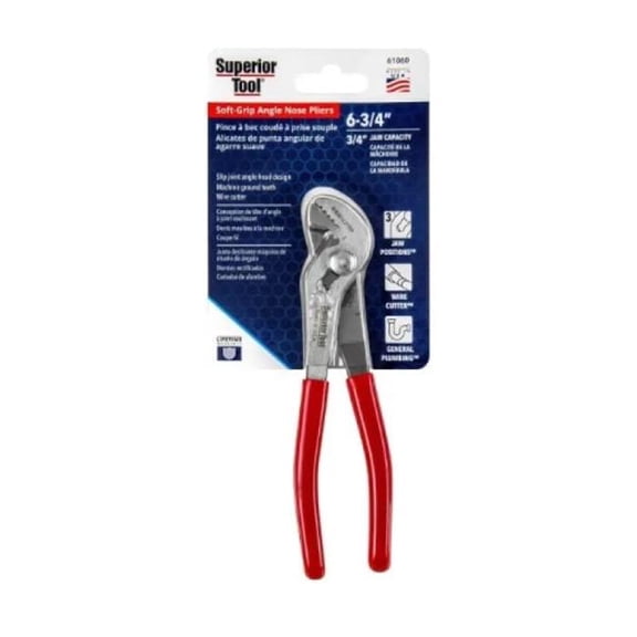 C H Hanson 61060 6.75 in. Soft Grip Angle Nose Slip Joint Pliers