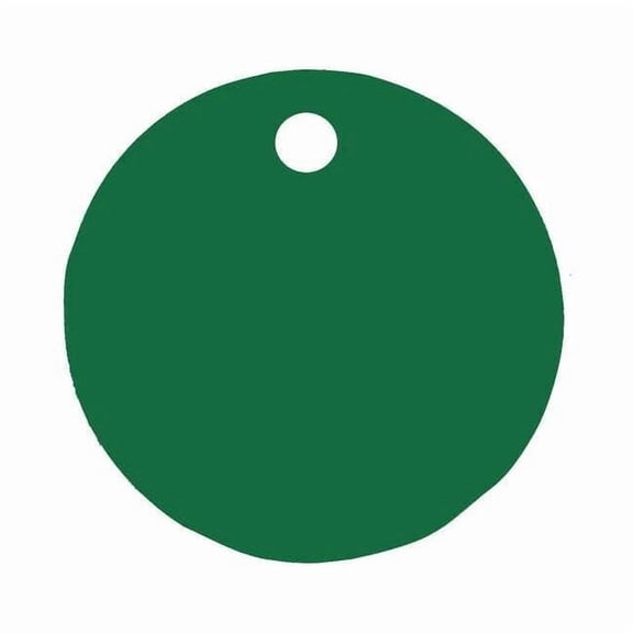 Blank Tag, Aluminum, 3 in H x 3 in W, 3 in Dia., Green, Round, 5 PK 43086