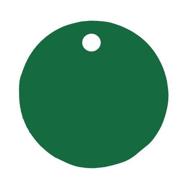 Blank Tag, Aluminum, 3 in H x 3 in W, 3 in Dia., Green, Round, 5 PK 43086