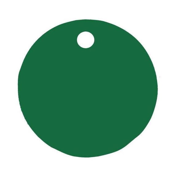 Blank Tag, Aluminum, 3 in H x 3 in W, 3 in Dia., Green, Round, 5 PK