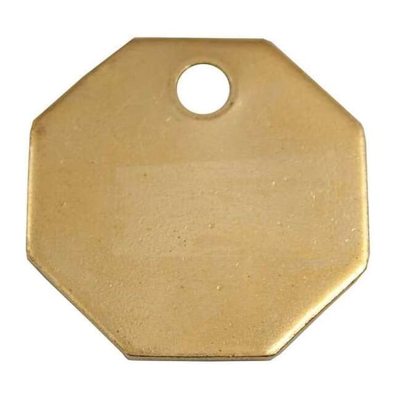 Blank Tag, Brass, 1 1/4 in H x 1 1/4 in W, Brass, Octagon, 25 PK