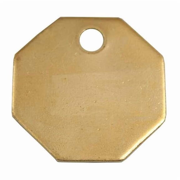 Blank Tag, Brass, 1 1/4 in H x 1 1/4 in W, Brass, Octagon, 25 PK 42527